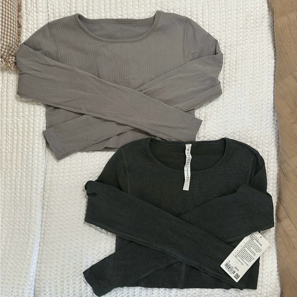 NWT Lululemon ebb to street long sleeve ribbed cropped tees